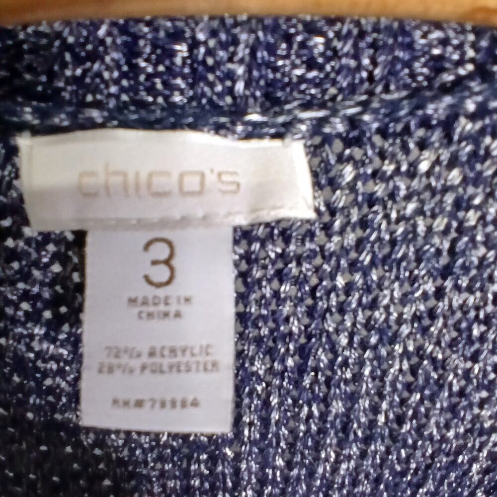 UGC Chico's Navy Blue Metallic Sleeveless Cardigan Sweater Size 3X - Picture 7 of 8